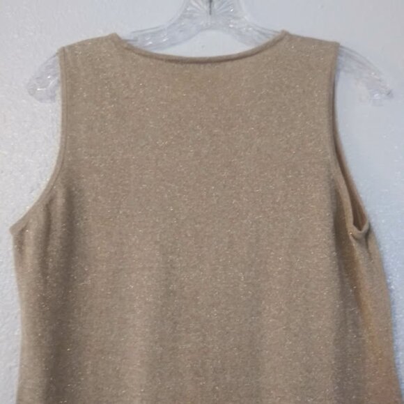 Peter Nygard women's size L gold metallic shell tank top - Picture 5 of 14